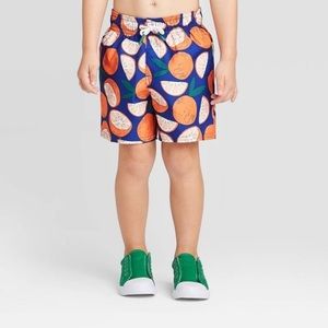 NEW! Cat & Jack Toddler Boys' Slice‎ Orange Swim Trunks